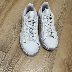 White monochrome adidas sneakers